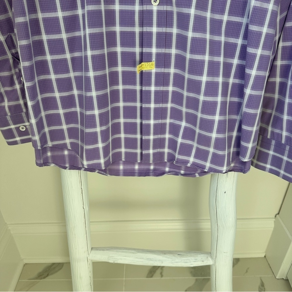 Bugatchi Men’s Purple Grid Pattern Long Sleeve Dress Shirt SZ XL - Picture 7 of 13